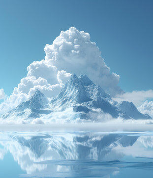 巍峨雪山倒映靜謐冰湖
