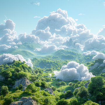 夢(mèng)幻山谷與蓬松白云