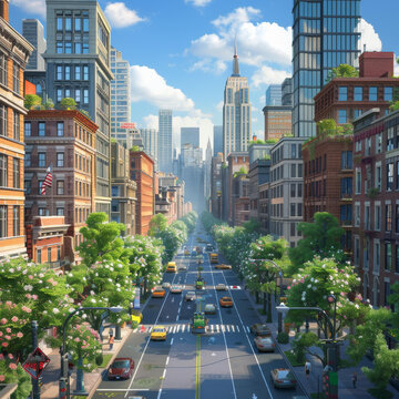 充滿活力的城市街道場(chǎng)景