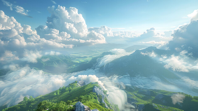 壯麗山景云海圖