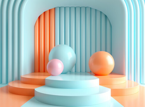 抽象夢幻幾何展示場景