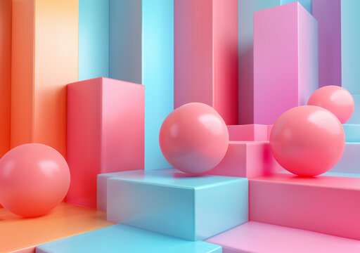 繽紛幾何造型產(chǎn)品展示背景圖