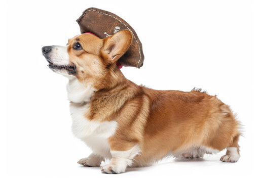 一只戴著海盜帽的可愛(ài)柯基犬
