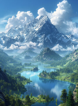 壯麗雪山與清澈湖泊美景