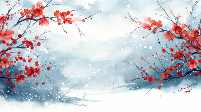 紅梅雪中開