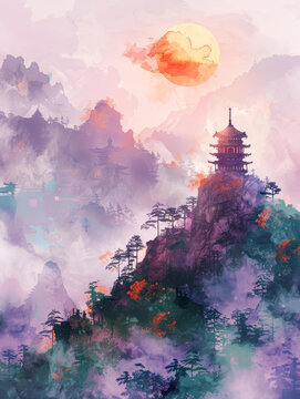 云霧繚繞的山景