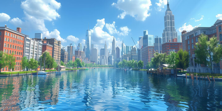 陽光明媚的城市美景