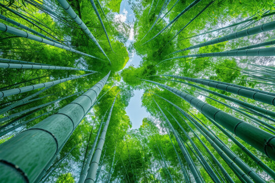 仰望蒼翠竹林