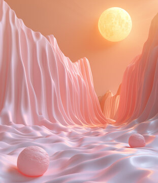 夢(mèng)幻粉嫩峽谷月夜