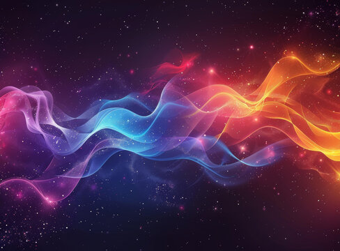 宇宙星云彩色波紋抽象圖