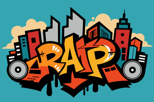時(shí)尚rap嘻哈音樂涂鴉城市街頭藝術(shù)插畫