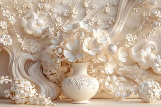 3D立體花卉墻紙裝飾藝術(shù)