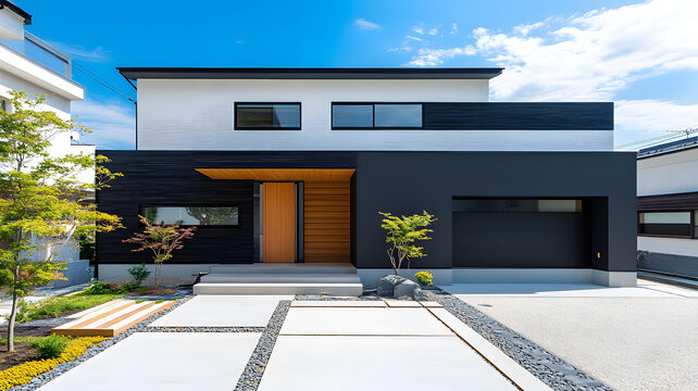 極簡風格的現代黑白住宅外觀