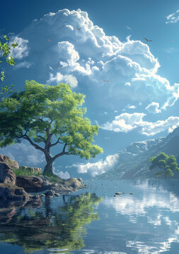寧?kù)o湖畔的巨樹(shù)美景