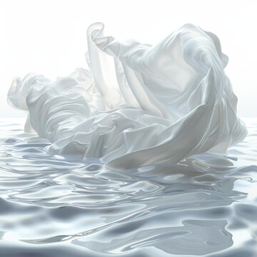 白色布料在水面上漂浮