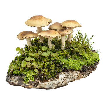 [免摳素材]苔蘚巖石上蘑菇的藝術(shù)擺放