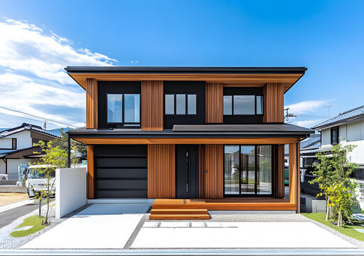 現(xiàn)代木板外墻兩層住宅
