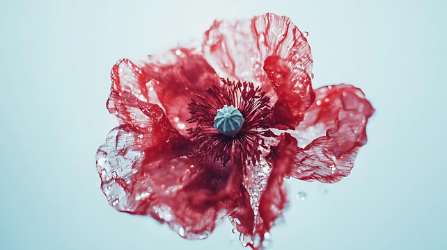 動(dòng)態(tài)鮮紅虞美人花朵特寫(xiě)