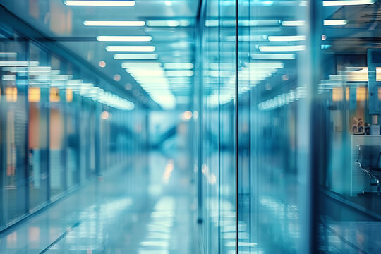 一條空曠的未來主義玻璃隧道燈光明亮