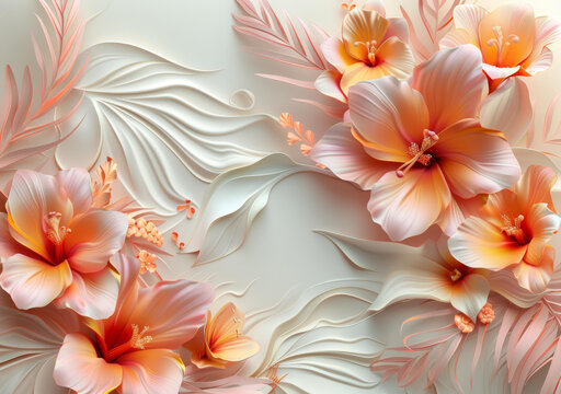 立體花卉墻紙?jiān)O(shè)計(jì)