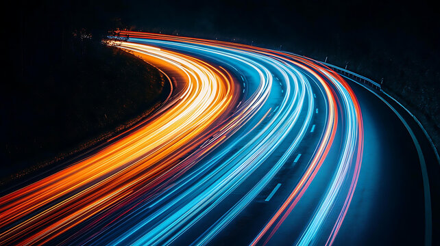 夜間道路曲線光軌