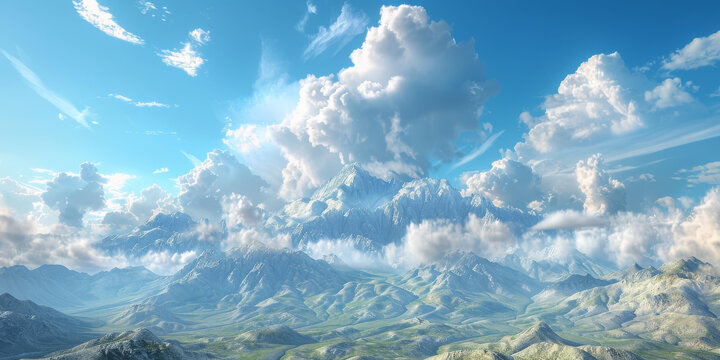 壯麗山脈下的廣闊天空