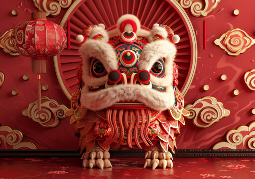 中國(guó)新年舞獅藝術(shù)設(shè)計(jì)