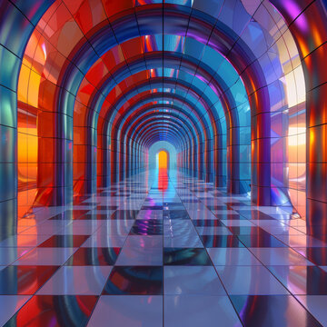 色彩斑斕的未來主義建筑隧道
