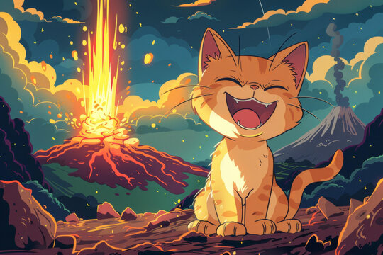 貓火山的AI圖片
