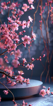 粉嫩花朵圓形展臺