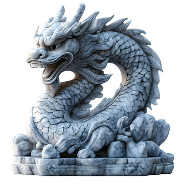 [免摳素材]白色大理石中國龍雕塑