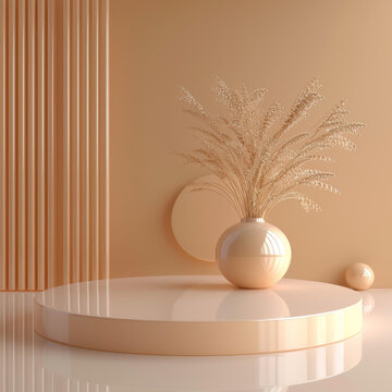 米色極簡(jiǎn)風(fēng)格花藝展示臺(tái)