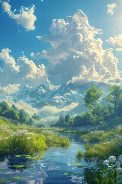 陽光下的山谷美景