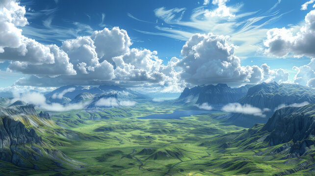 云霧繚繞的山谷美景