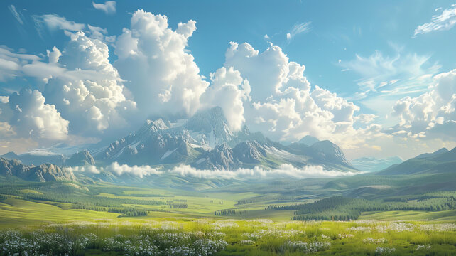 云霧繚繞的山谷美景