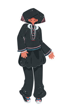 壯族傳統(tǒng)服飾黑衣壯女性
