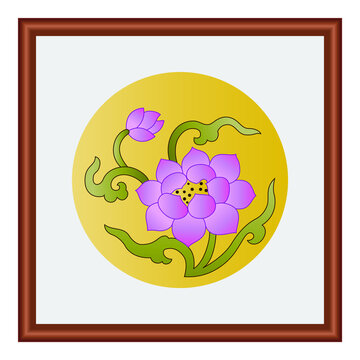 矢量傳統(tǒng)花紋荷花圖