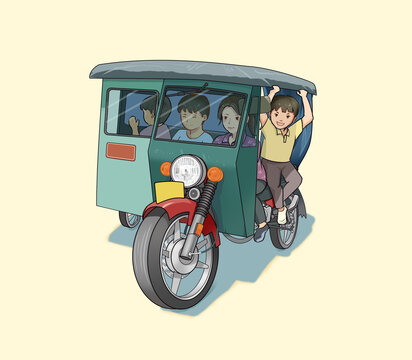 三輪摩托車創(chuàng)意手繪