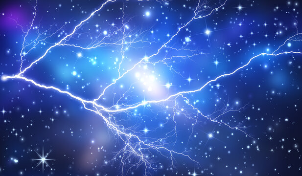 炫彩閃電星空