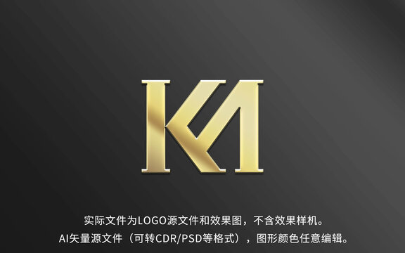 KM字母組合LOGO標(biāo)志設(shè)計(jì)
