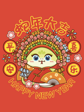 蛇年春節(jié)插畫(huà)