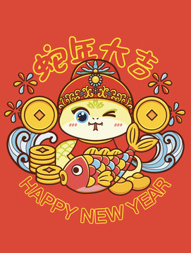 蛇年春節(jié)插畫