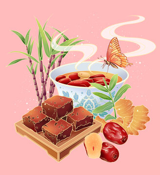 紅糖姜茶插畫