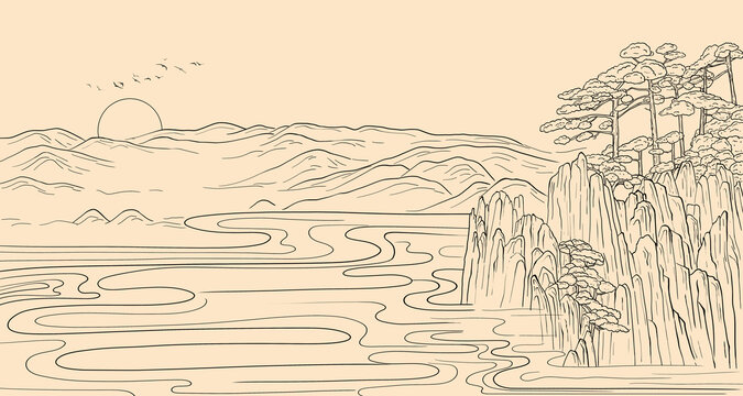 線描山