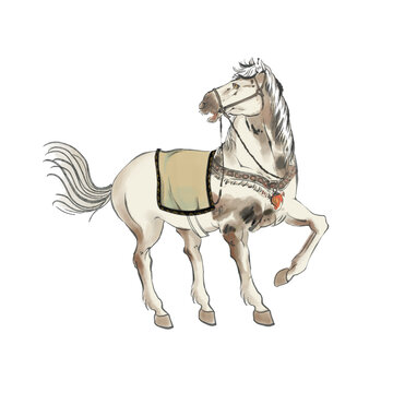 免扣生肖馬屬相動物插畫