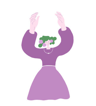 舉手的女人插畫