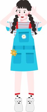 卡通小女孩矢量圖