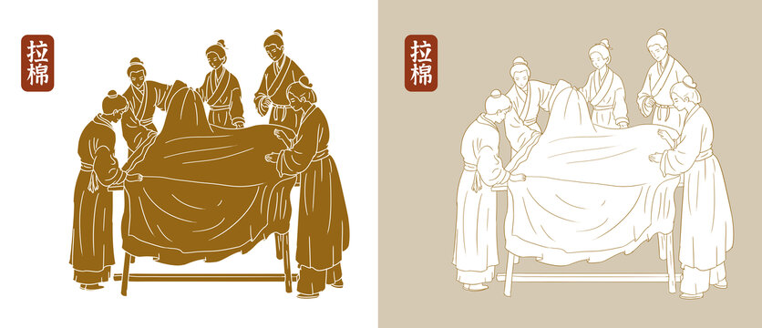 拉棉白描
