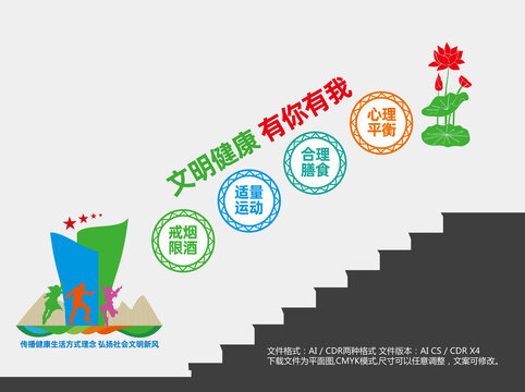 文明健康有你有我樓梯文化墻