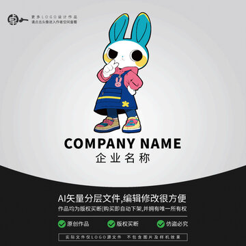 兔子可愛卡通動物LOGO